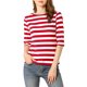 thumbnail image 5 of INSPIRE CHIC Camiseta Básica de Mujer con Mangas al Codo Cuello Redondo Ajustada Regreso a Clases Camiseta Casual Estampada Rojo Blanco S, 5 of 8