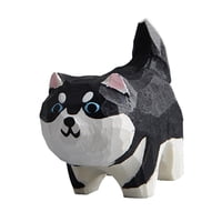 Bothyi - Escultura De Animal De Estatua De Perro De Talla De Madera Pequeña Para Decoración De Gabinete De Escritorio