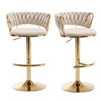 Juego De Taburetes De Bar Riknuxi De Terciopelo Con Altura De Mostrador Y Respaldo Bajo, 2 Unidades