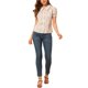 thumbnail image 2 of INSPIRE CHIC Blusa de Mujer con Botones, Manga Corta Abullonada, Cuello Vuelto, Floral, Algodón, Talla XS, Blanco, 2 of 8