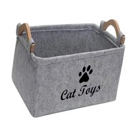 Magideal - Organizador De Juguetes Para Perros, Contenedor Grande Multiusos Con Asas, Organizador De Pecho De Juguete Para Niños, Cesta De Fieltro Para Mascotas, Gris
