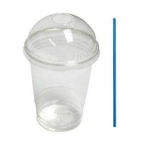 De Gaune - Vasos Plásticos Con Tapa Domo Y Bombilla Azul/ 12Oz (50 Unidades)