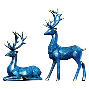 Magideal - 2 Estatuas De Ciervos Nórdicos Coleccionables De Piezaza Esculturas De De Animales De Resina Hechas Para La Decoración Del Porche Del