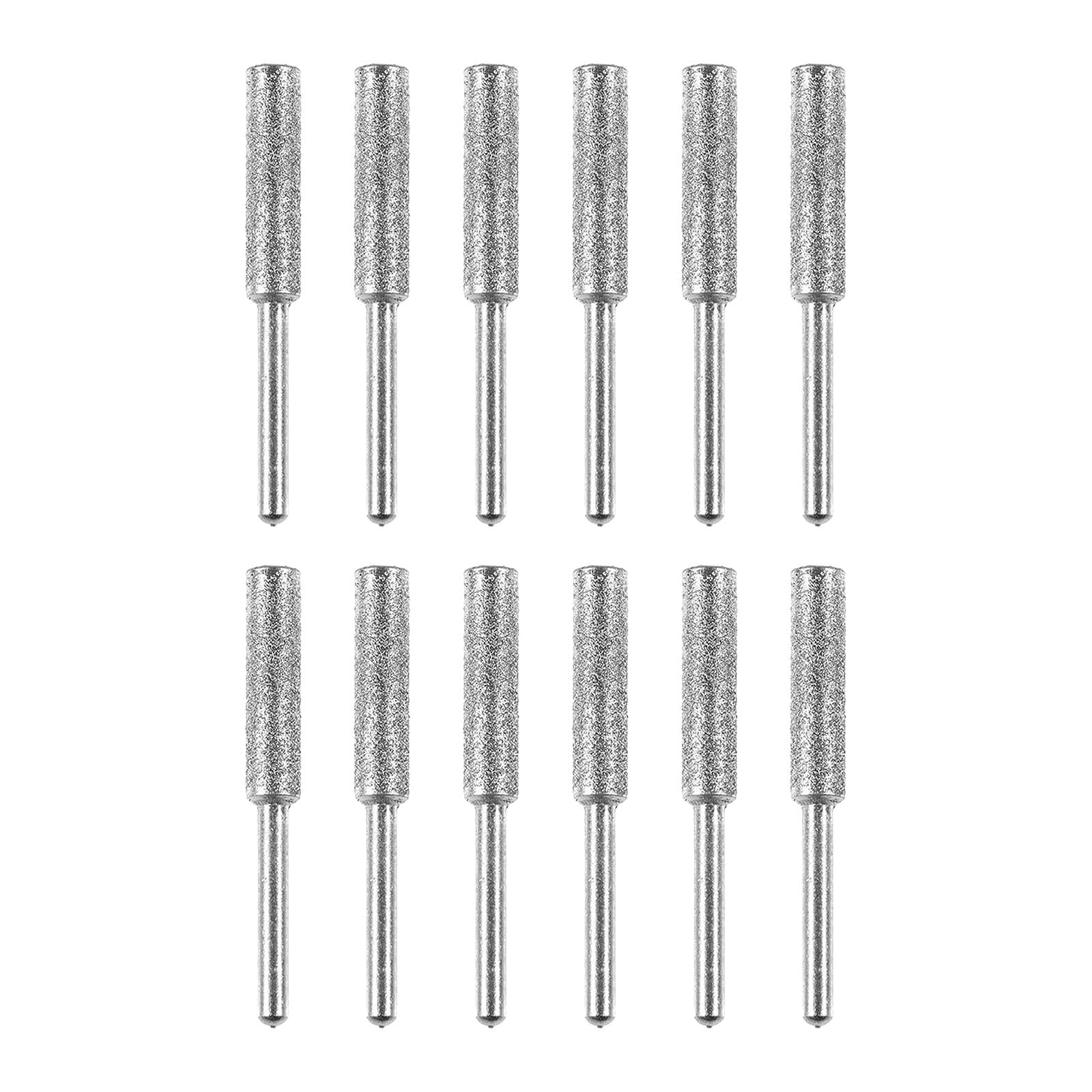 Ioensy - 12 Piezas De Afilador De Motosierra De Diamante, Brocas De Molienda, Rebabas Plateadas De 4 Mm.