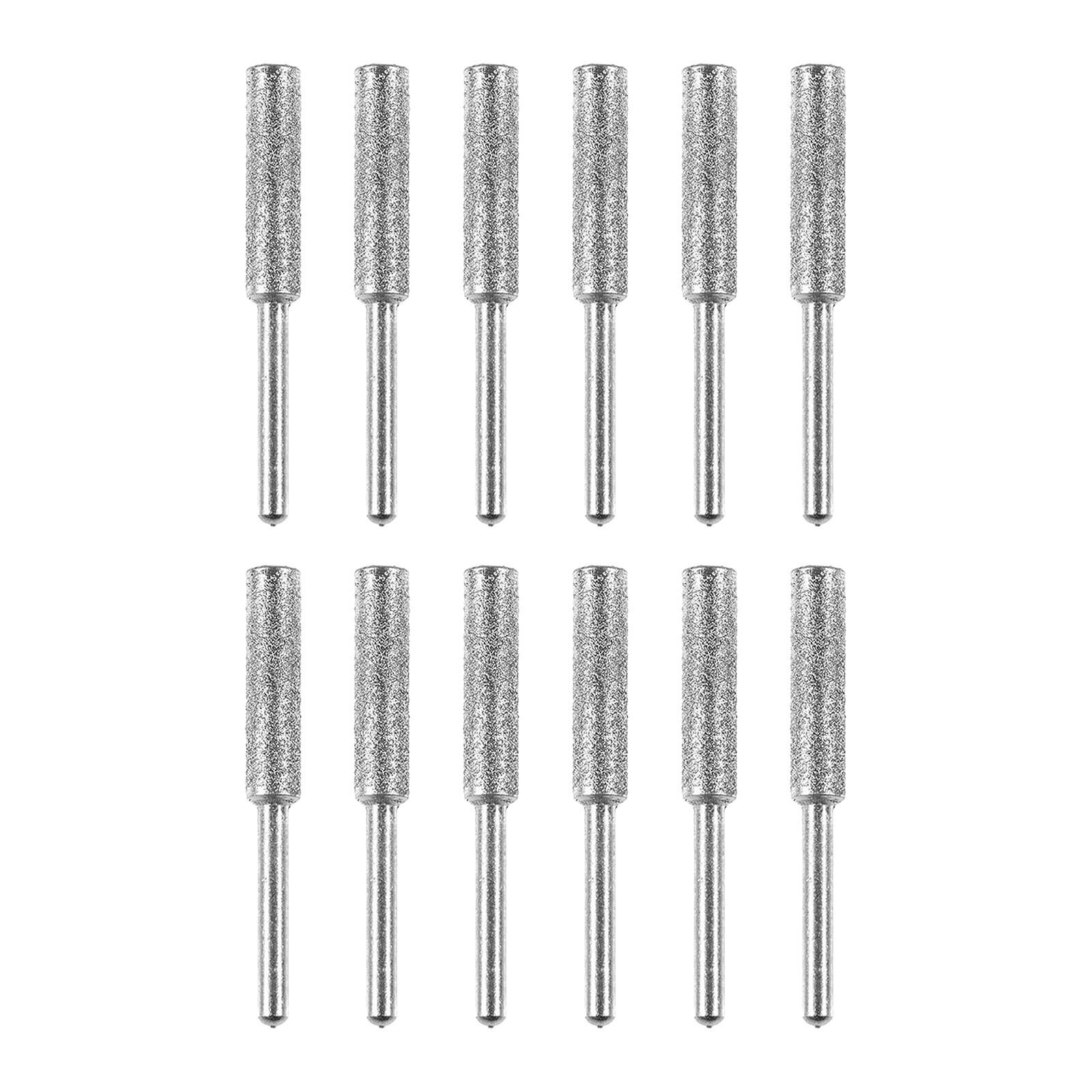 Ioensy - 12 Piezas De Afilador De Motosierra De Diamante, Brocas De Molienda, Rebabas Plateadas De 4 Mm.
