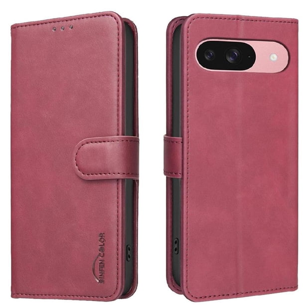 Funda Billetera para Google Pixel 9 pro XL Protección RFID y Soporte Ajustable Rojo