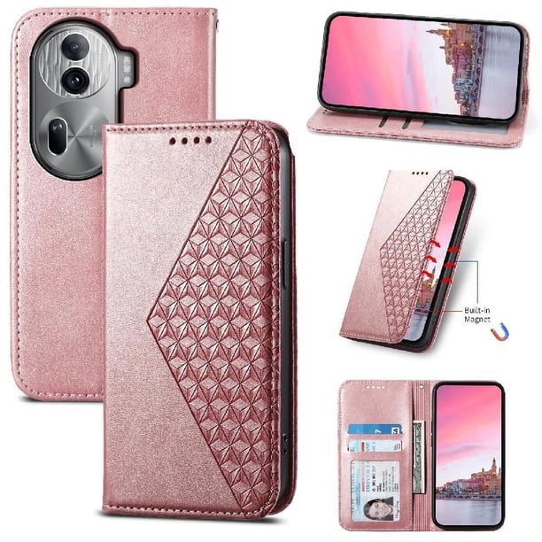 Funda Flip FOXDOCK para OPPO Reno 11 Pro 5G , Estilo Billetera con Diseño Rombo, Correa de Mano y Soporte, Uso Diario