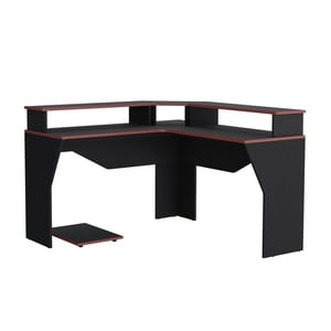 Fmfurniture - Escritorio Gamer Fm-046N - Negro Canto Rojo