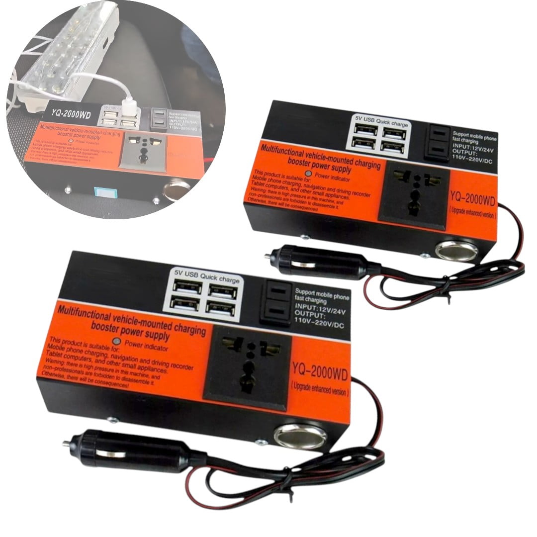 Genérico - Pack X2 Cargador Auto Inversor Convertidor Corriente 12v 220v