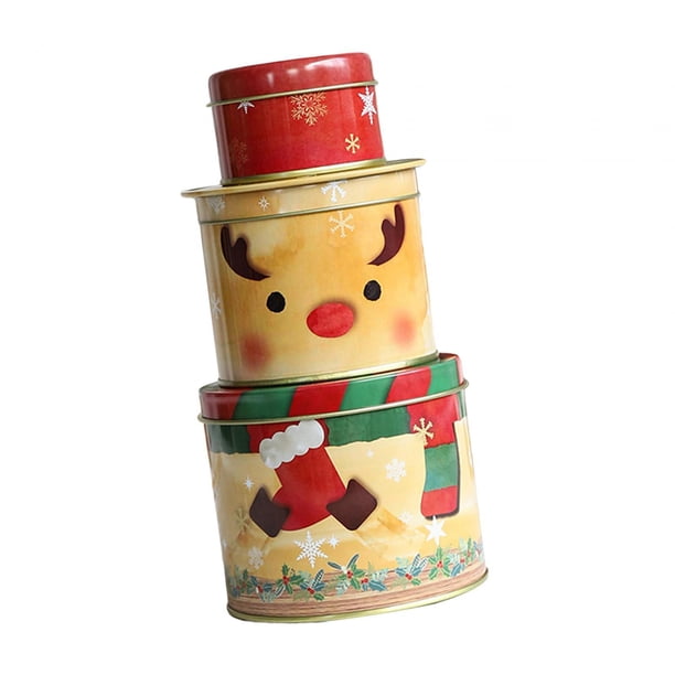 Caja De Latas De Galletas Navideñas, Cajas De Hojalata De Chocolate, Cajas De Regalo De Navidad Para Alces De Navidad Pequeños