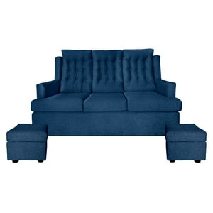 Fazca - Sofa Topacio 3 Cuerpos 2 Pouf Petróleo