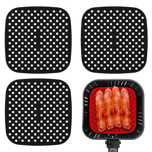 Revestimientos de silicona reutilizables para freidora de aire (paquete de 3), accesorios fáciles de limpiar, antiadherentes, accesorio para freidora de aire