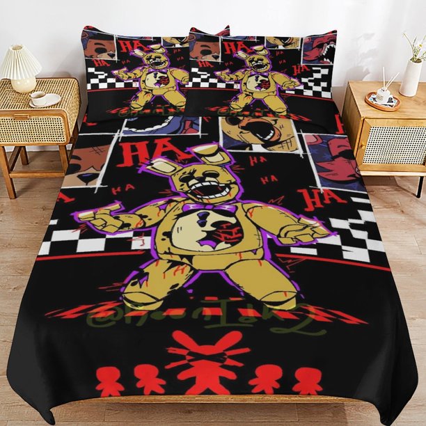 x561 Five Nights at Freddy's Bed Duvet Cover Microfiber Bedding Sets 3D Printed Lightweight 3 Piece Comforter Sets, 1 Duvet Cover And 2 Pillow Shams for Kids Boys Girls 90"x90" jn561
