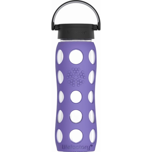 Botella Lifefactory Classic Cap de vidrio libre de BPA 650 ml, morado real