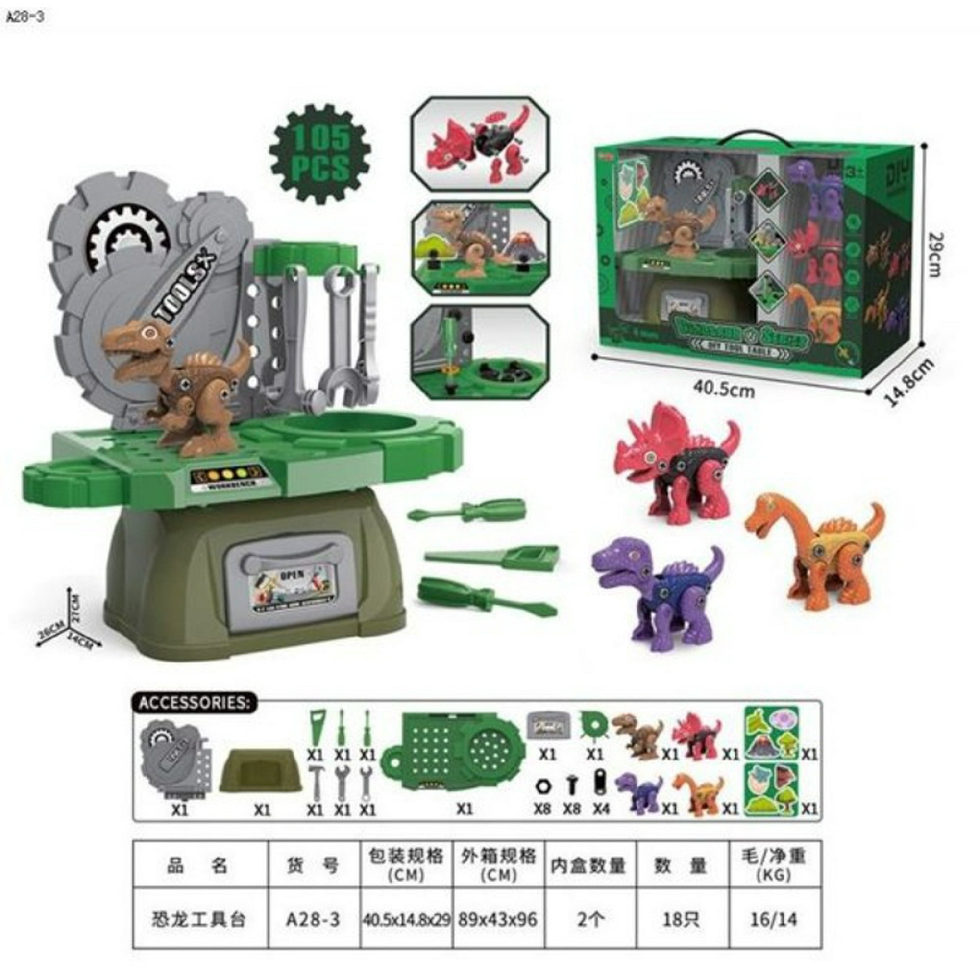 Genérico - Mesa Legos Dinosaurio Juegos De Bloques Infantil Unisex-verde