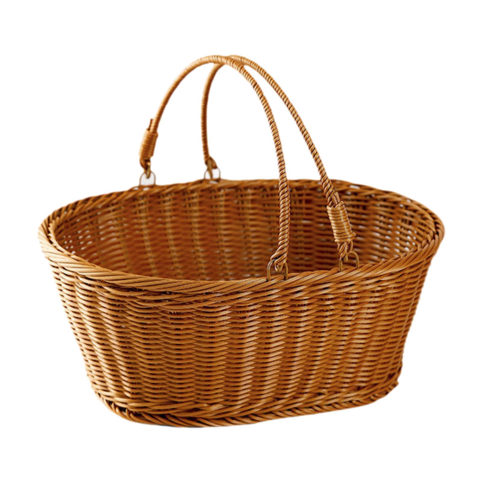 Magideal - Canasta Tejida A Mano Con Asas, Decoración Portátil De Titular De Frutas, Organizador Versátil Para Balcón De Jardín Al Aire Libre De La Sala De Estar