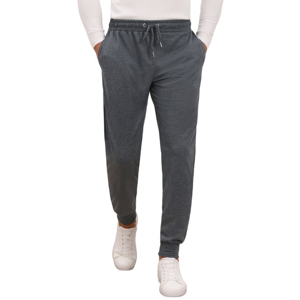 INSPIRE CHIC Pantalones de chándal para hombre de color sólido con cintura ajustable con cordón para entrenamiento 34 Gris oscuro