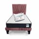 thumbnail image 1 of Cama Plaza y Media con Colchon + Pack de Almohadas Tapizado en Lino Rosado Oscuro, 1 of 5