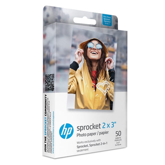 Papel fotográfico HP Sprocket 2x3 Premium Zink Back (50 hojas)