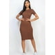 thumbnail image 2 of Vestido Midi Ajustado De Canalé Marrón, 2 of 5