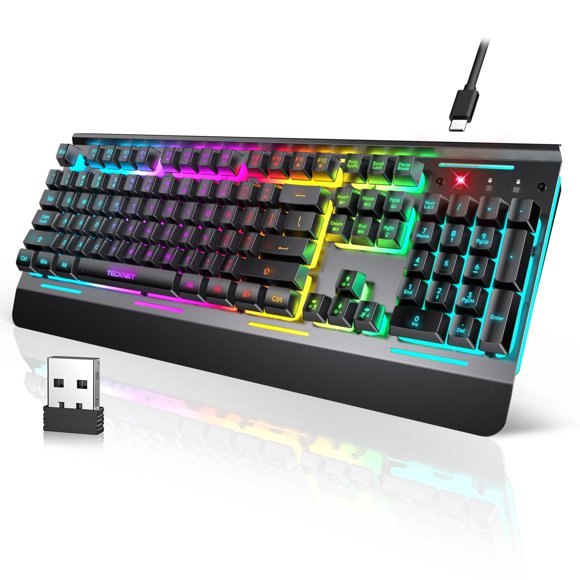 Teclado TECKNET Gaming RGB Inalámbrico y Cableado 4000mAh