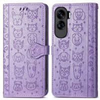 Funda Cartera Foxdock Para Honor 90 Lite , Flip Pu Con Relieve De Gatos Y Perros, Tarjetero Y Soporte