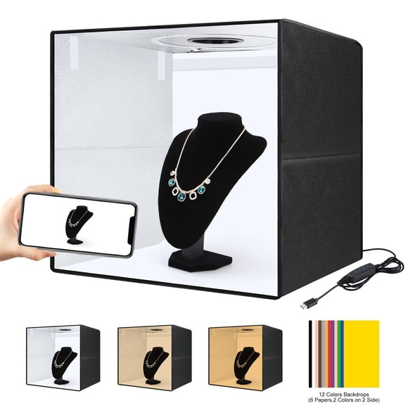 Photo Studio Box Hongbang de 20 x 20 cm con anillo de luz PD tipo C de 20 W