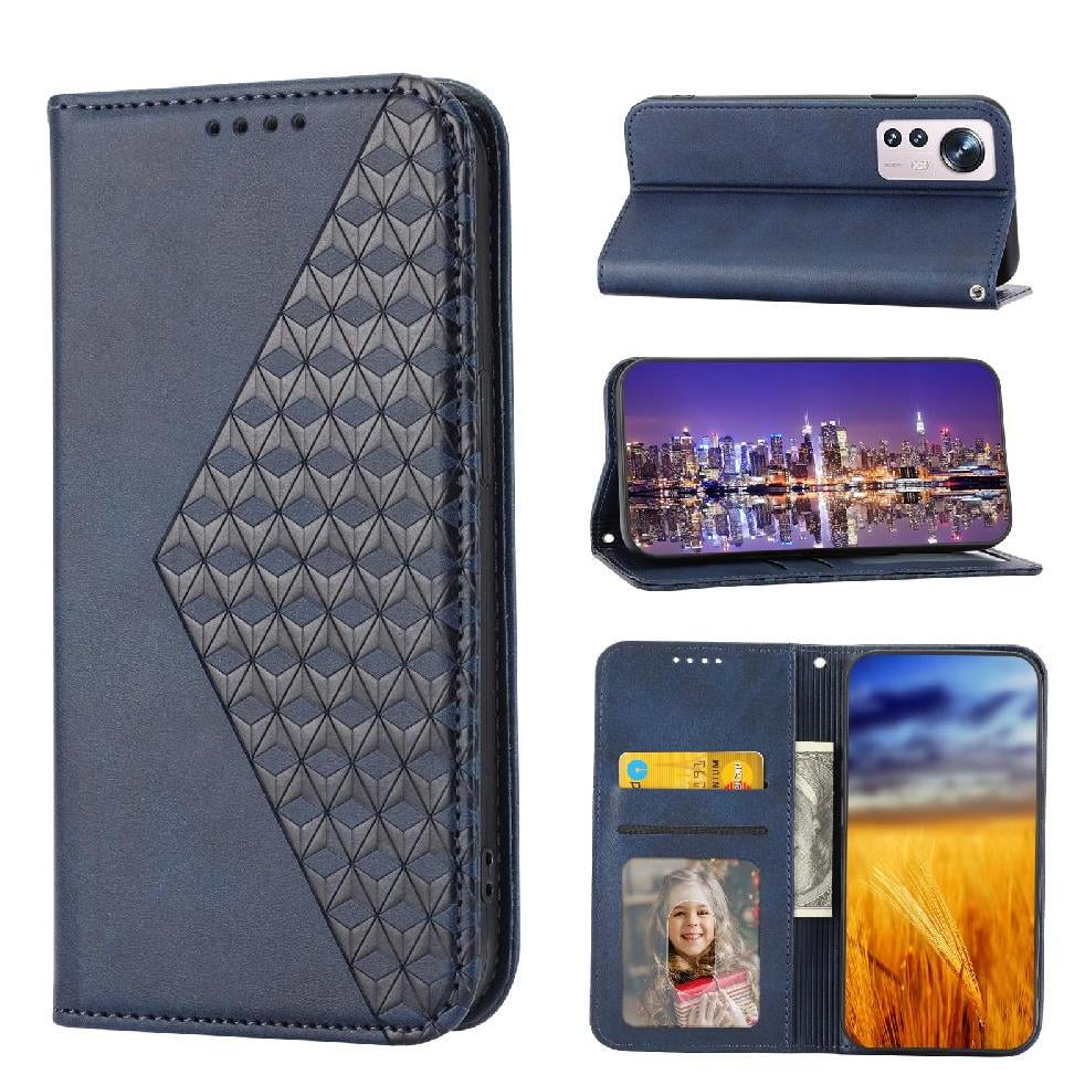 Funda Flip Foxdock Para Xiaomi 12 Pro , Estilo Billetera Con Diseño Rombo, Correa De Mano Y Soporte, Uso Diario