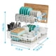 thumbnail image 3 of Estante para secar platos, 7 códigos, grande, 2 niveles con soporte para utensilios, blanco, 3 of 7