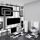 thumbnail image 1 of Juego De Cortinas De Ducha Geométricas Negras Con Alfombras De Baño Y Ganchos, 1 of 7
