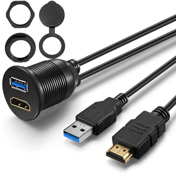 Cable de montaje USB 3.0 y HDMI con panel empotrado para coche y barco, 1 m