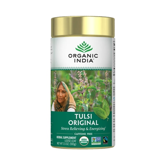 Tea Organic India Tulsi Herbal de hojas sueltas, 100 g, sin cafeína