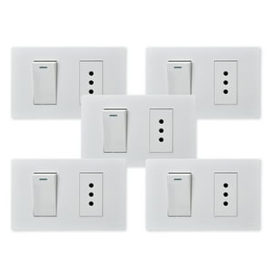 Want - Pack 5 Interruptor 1 912 16A Y Tomacorriente 1 10A - Blanco