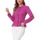 thumbnail image 4 of INSPIRE CHIC Chaquetas de Mezclilla para Mujer con Botones, Dobladillo Peplum, Mangas Largas, Chaquetas de Jean Cortas, Rosa Fucsia S, 4 of 6