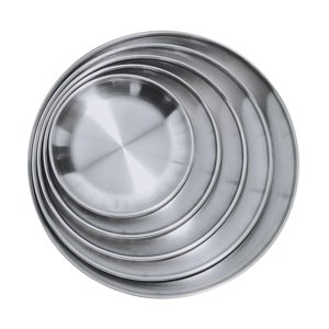 Ioensy - Plato De Cena De Acero Inoxidable, Platos Redondos De Metal Para Servir, 5 Uds., Para Picnic