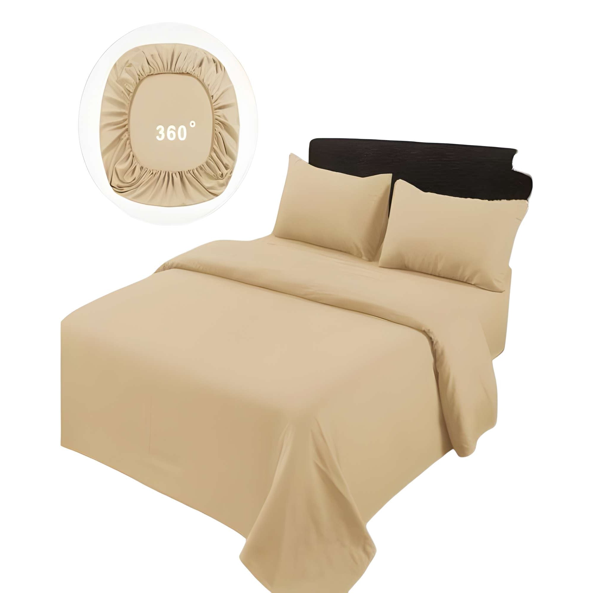 Genérico - Juego De Sabanas De 500 Hilos King Color Beige