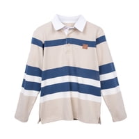 Pillin - Polera Niño Manga Larga A Rayas Con Cuello Camisero Arena
