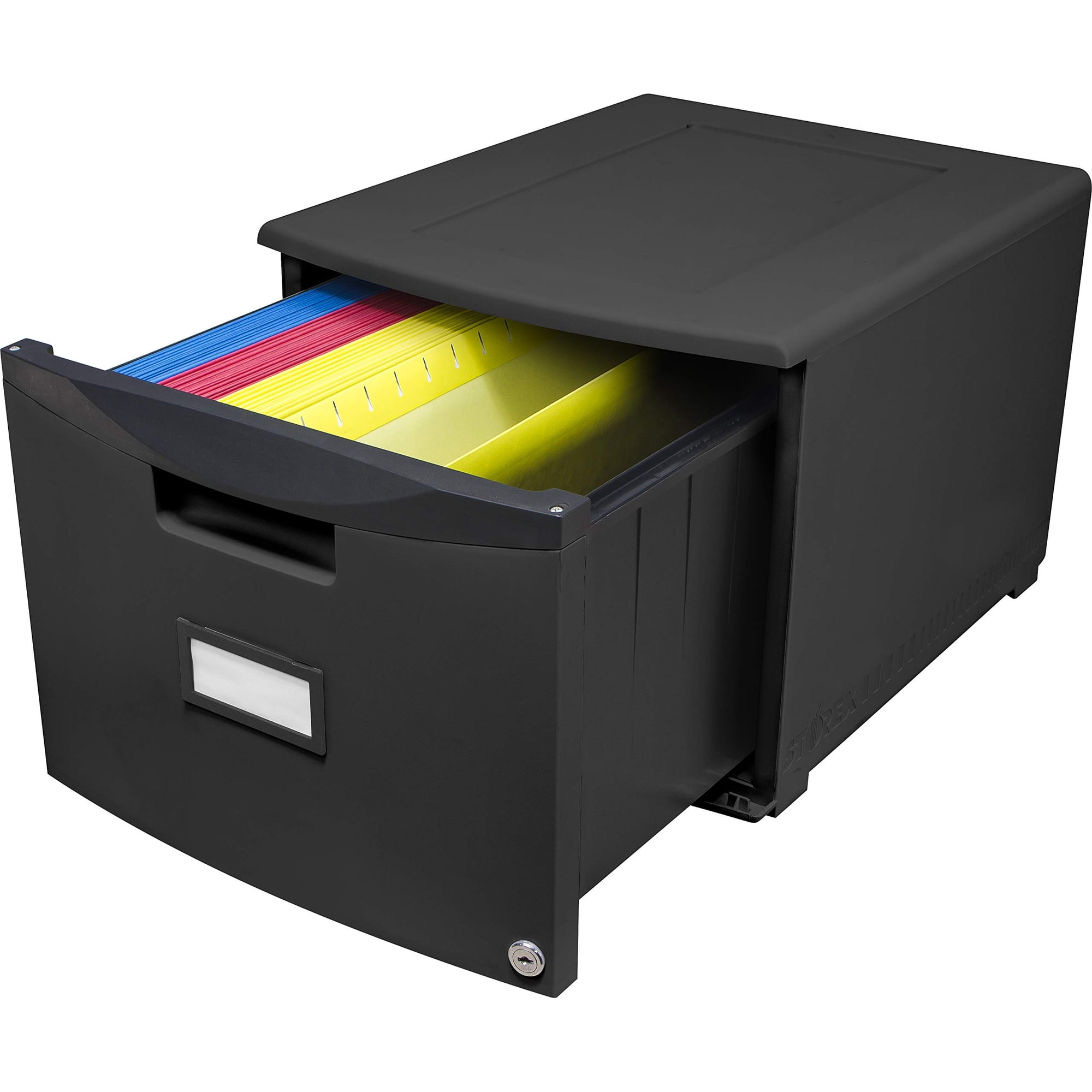 Archivador Storex De Plástico Negro Con 1 Cajón Y Cerradura