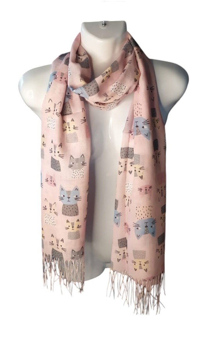 Mh - Bufanda, Pañuelo, Diseño De Gatitos, Primavera/Verano Color Rosado