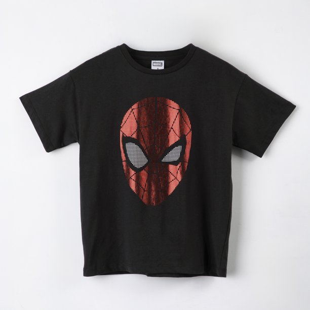 Polera Manga Corta Niño Spiderman Marvel Cara Negro