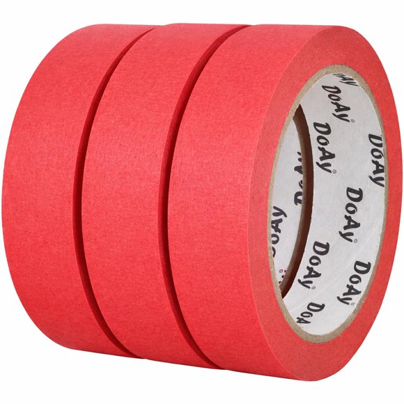 Cinta de pintor DOAY paquete de 3, 2,5 cm, 270 pies, rojo
