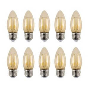 Hb Led - Pack 10 Ampolletas Filamento Led Vela E-27 4W