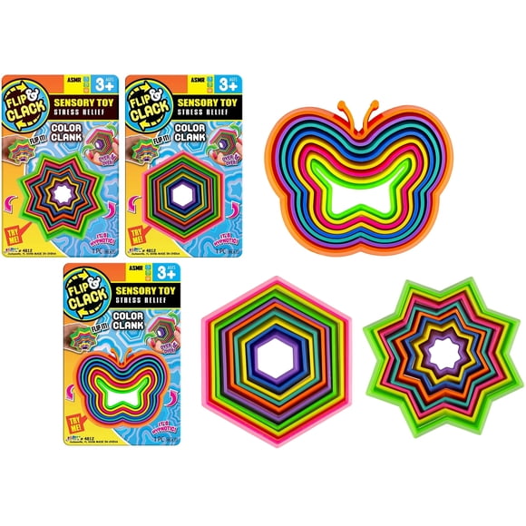 Fidget Toys JA-RU Shapes Flip & Crack Magic, 3 paquetes para niños