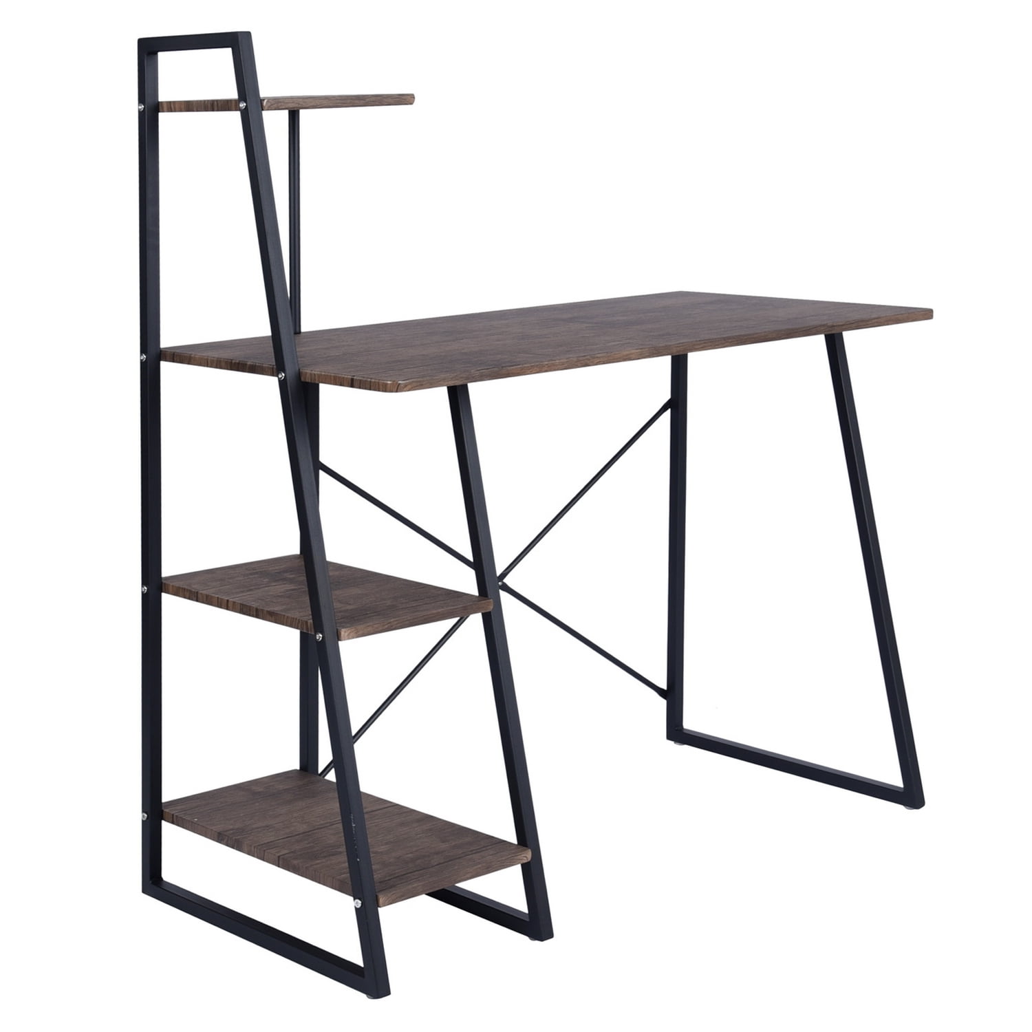 Novahus - Escritorio Con Repisas Mdf Negro 128x50x104 Cm