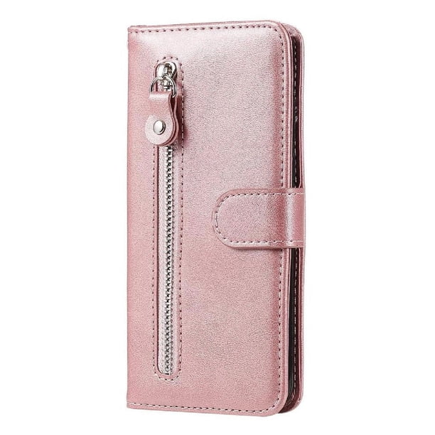 Funda con Cremallera para Samsung Galaxy A12 5G, Carcasa Cartera de Cuero PU con Soporte y Tarjetero