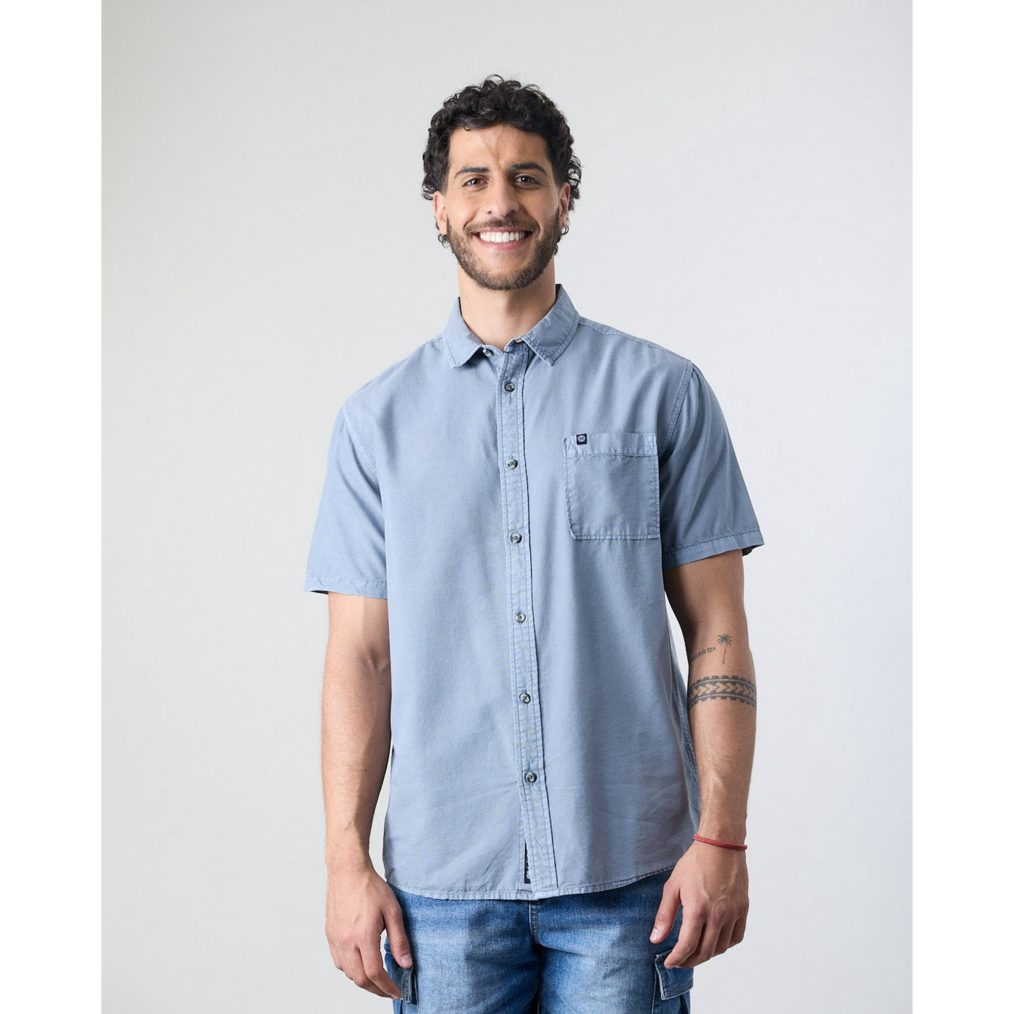 Camisa Manga Corta Hombre Algodón Tencel Xv5781 Polemic