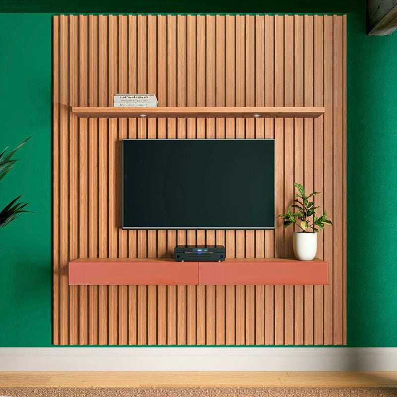 Decocasa - Rack Tb187L Con Panel 65 Pulgadas Terracota