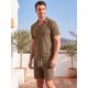 thumbnail image 4 of INSPIRE CHIC Conjunto de 2 Piezas para Hombre Camisa Polo y Pantalones Cortos Conjunto Casual de Verano L Marrón, 4 of 5