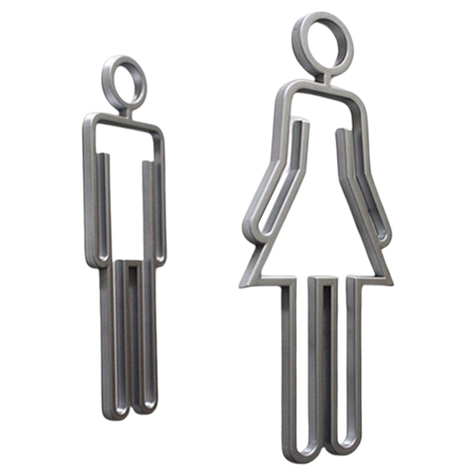 Bothyi - Letrero De Baño Para Hombres Y Mujeres, Letrero De Baño Ligero Para Bar, Tienda, Parques, Plateado