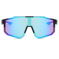 Polasup Gafas Lentes De Sol Gafas De Sol Deportivas Con Lentes Espejados Azules Y Montura Negra Con Detalles Azules. Diseño Aerodinámico, Protección Uv 400. Perfectas Para Ciclismo